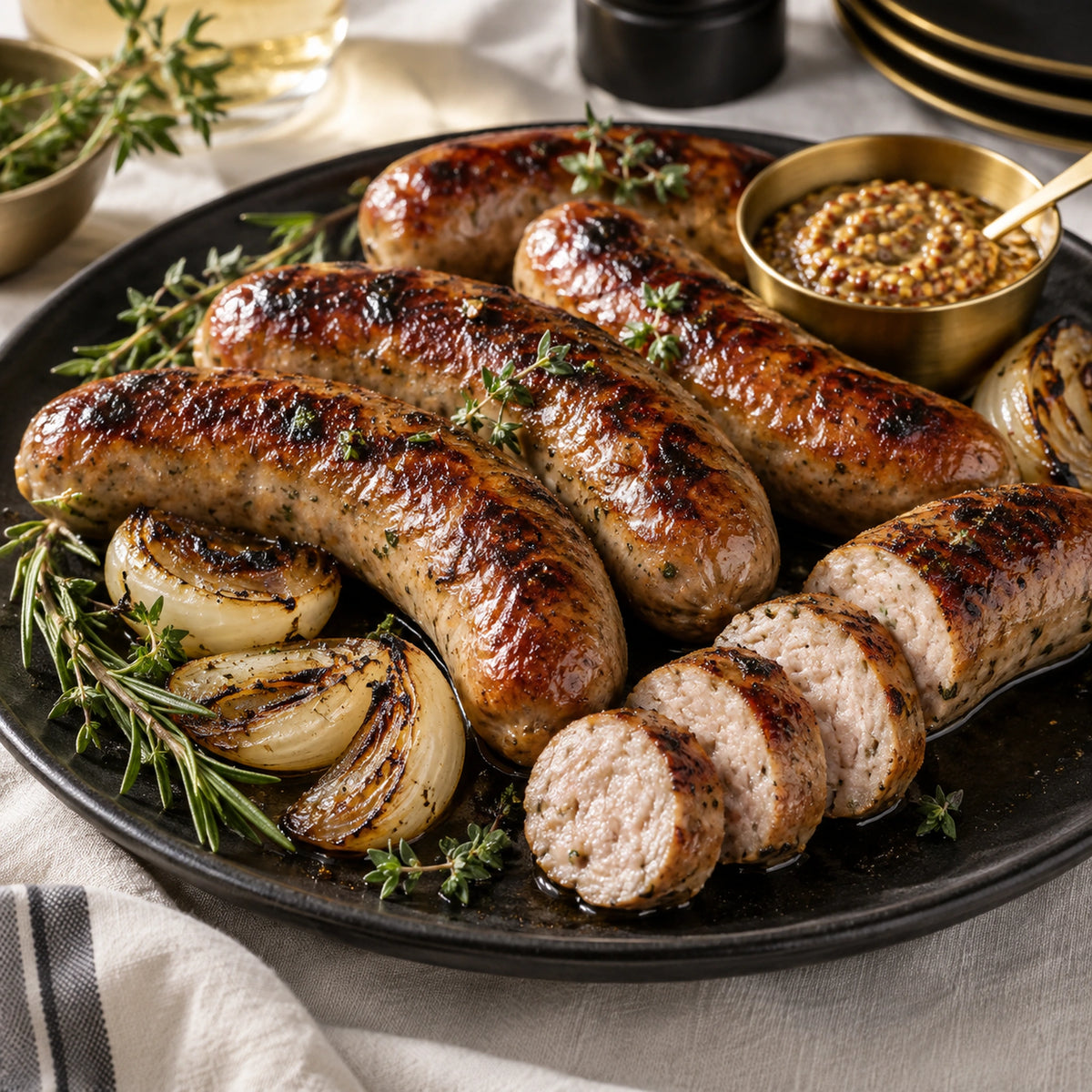 Bratwursts, Hotdogs, & More (Choose Flavor), cooked serving idea