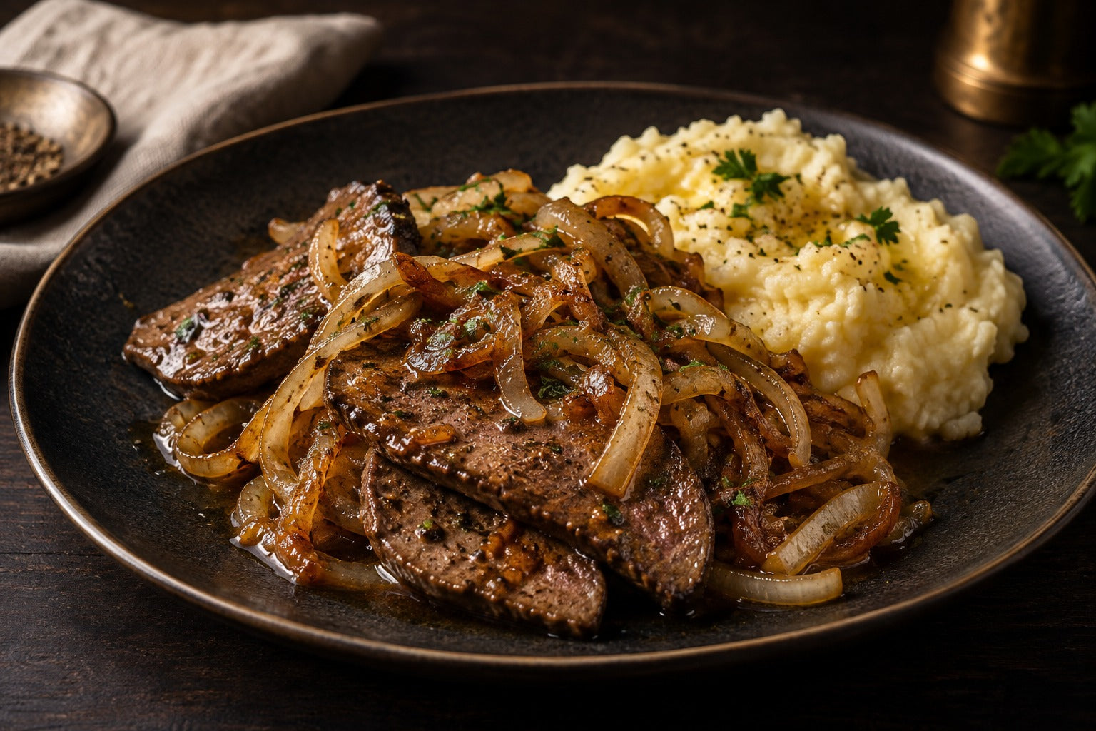Finished Pork Liver with Onions