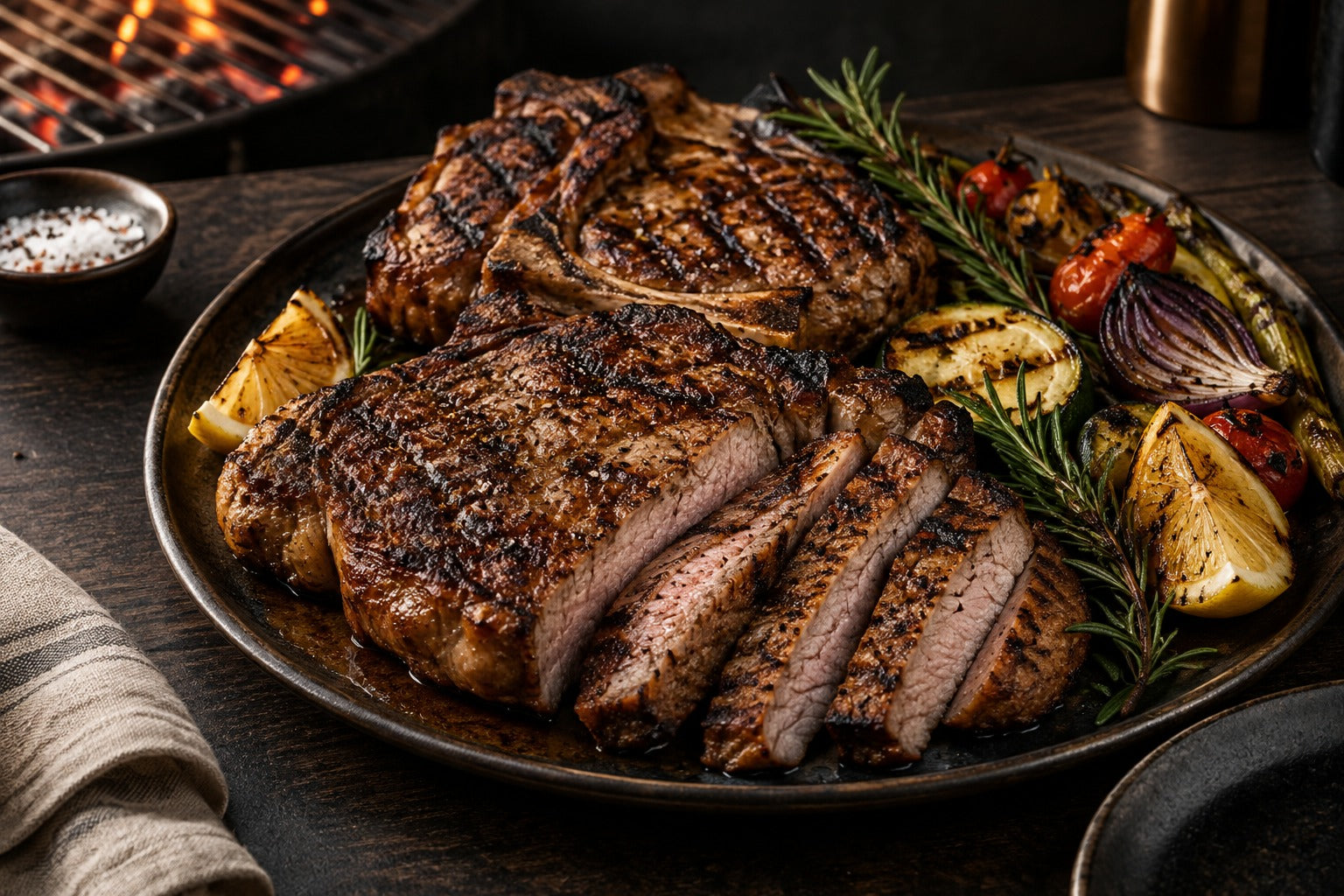 Finished Grilled Delmonico Pork Steaks