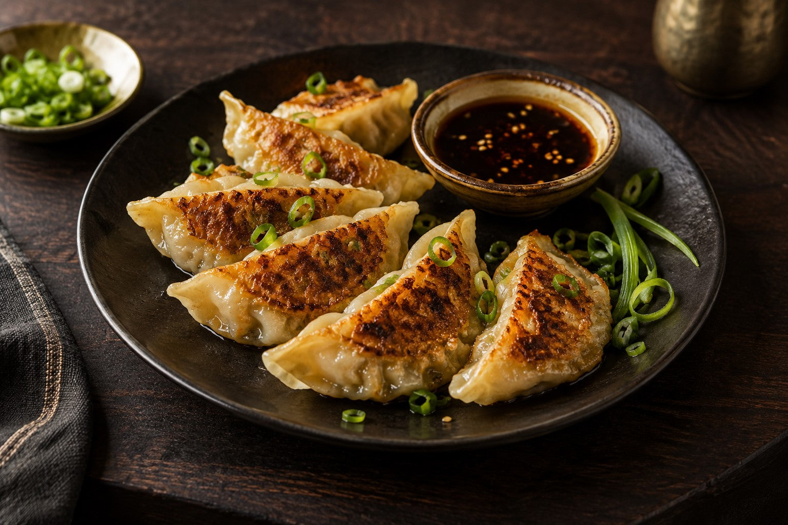 Finished Pork Dumplings (Gyoza)