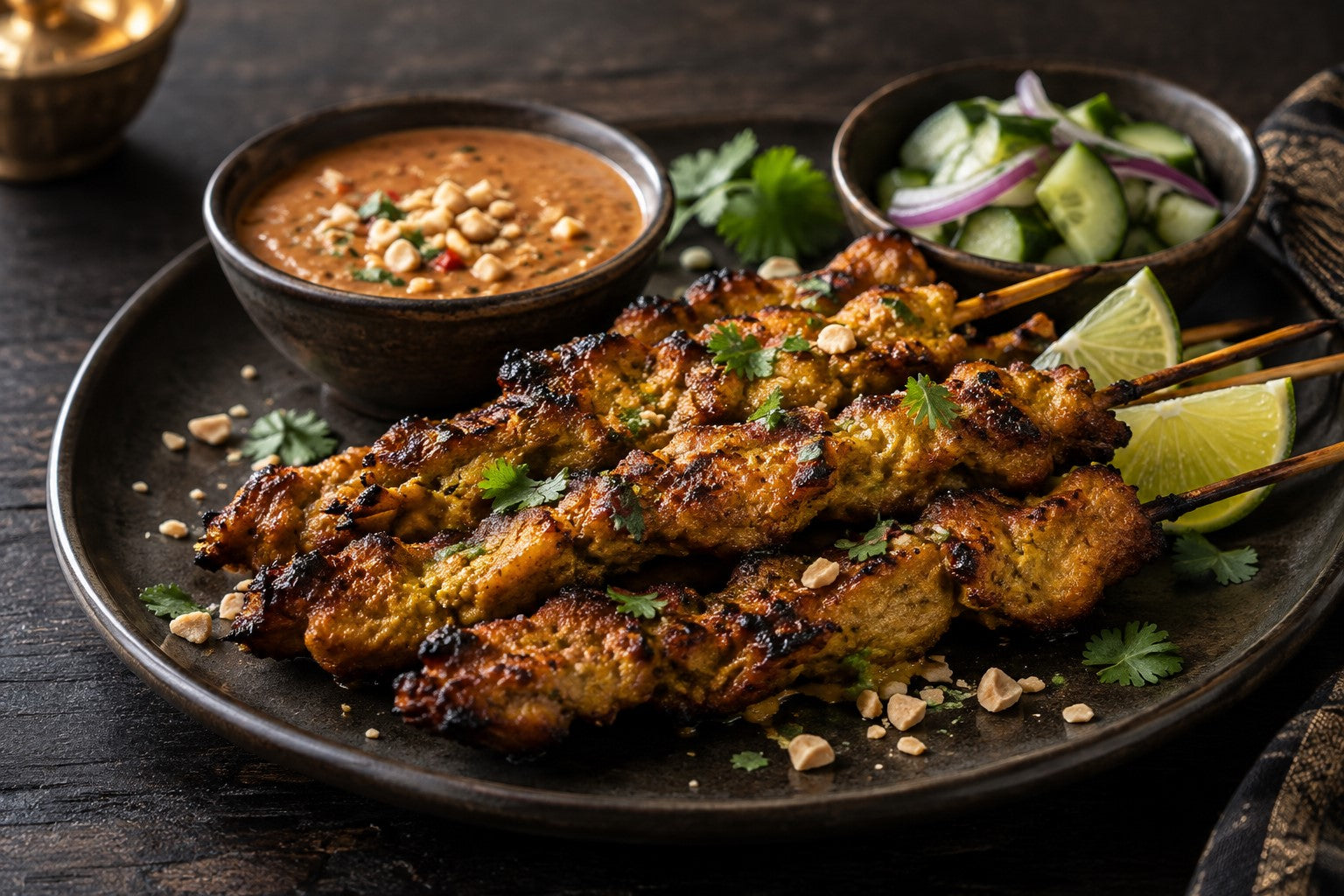 Finished Pork Satay Skewers