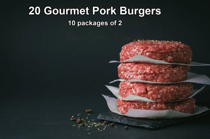 Mangalitsa Gourmet Pork Burger Pack, 20 burgers in 10 packages of 2