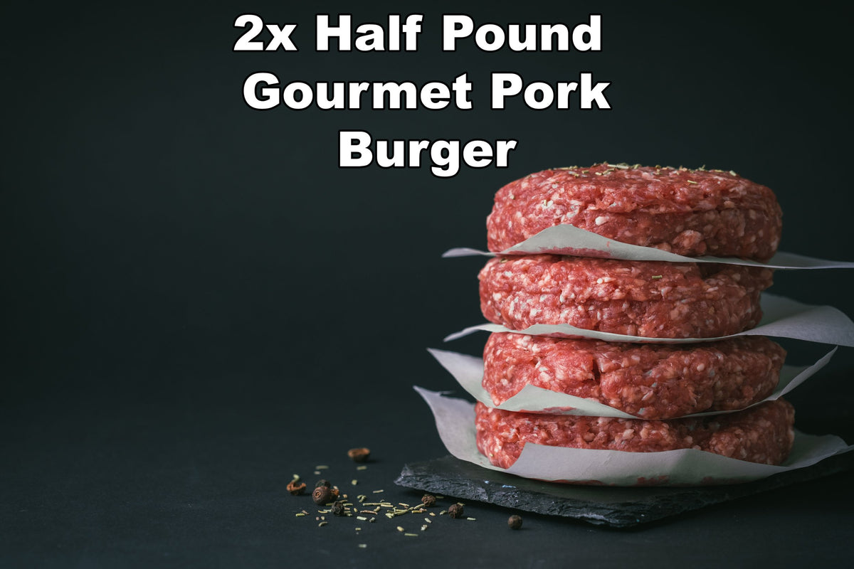 Mangalitsa Gourmet Pork Burgers, raw half pound patties