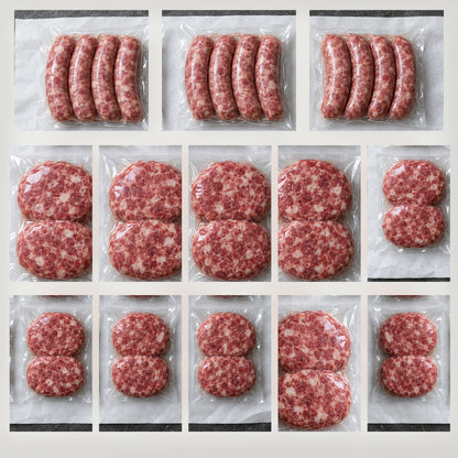 12 Craft XL Brats & 20 Gourmet Burgers, vacuum-sealed as shipped
