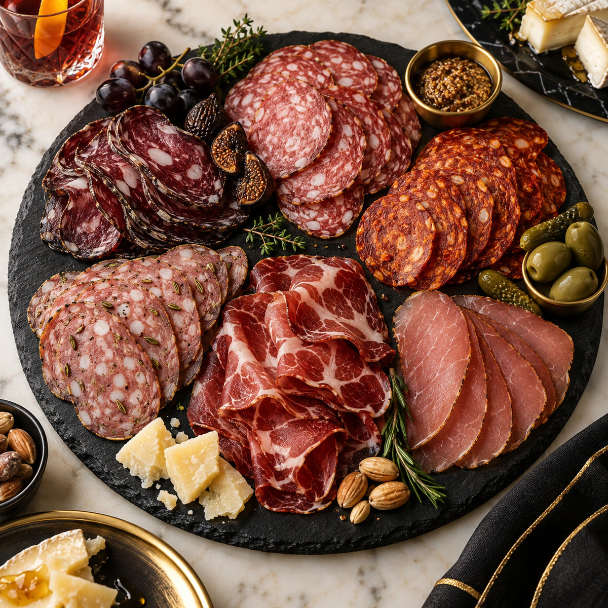 Cella’s Reserve Mangalitsa Estates Charcuterie Holiday Gift Box, cooked serving idea
