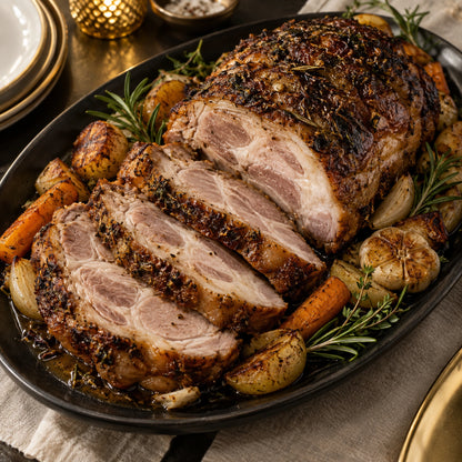Mangalitsa Collar Roast (Coppa) (boneless), cooked serving idea