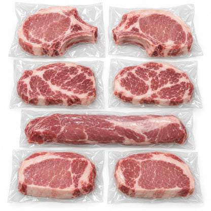 Exclusive Gourmet Pork Sampler Gift Pack, vacuum-sealed as shipped