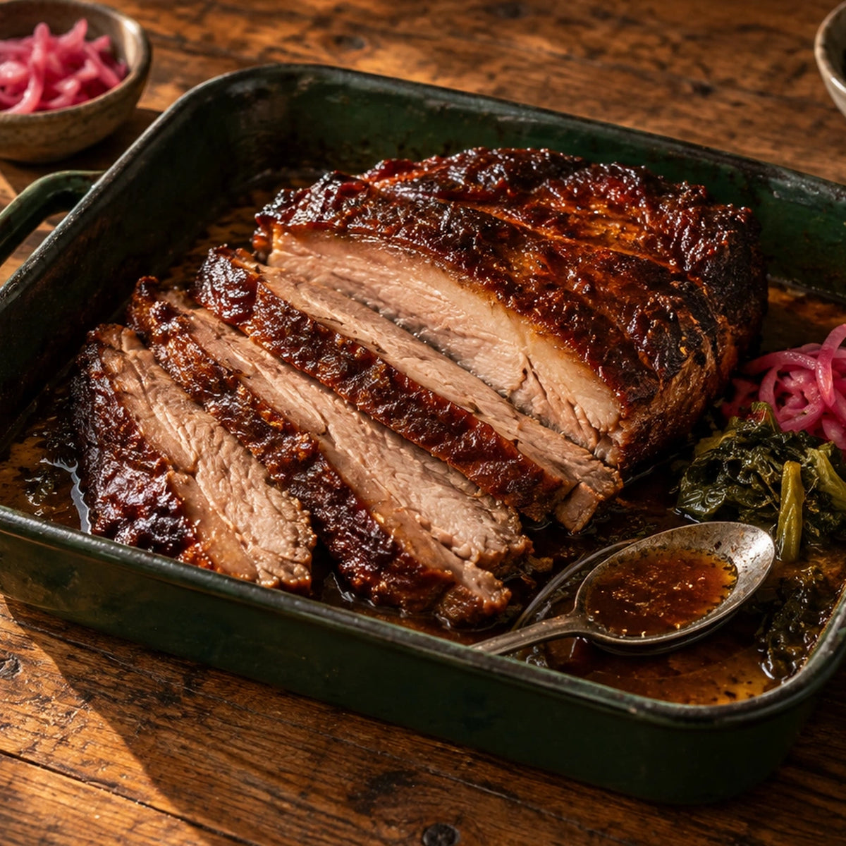 Mangalitsa Pork Brisket, Pitmaster 4-5 lb, cooked serving idea