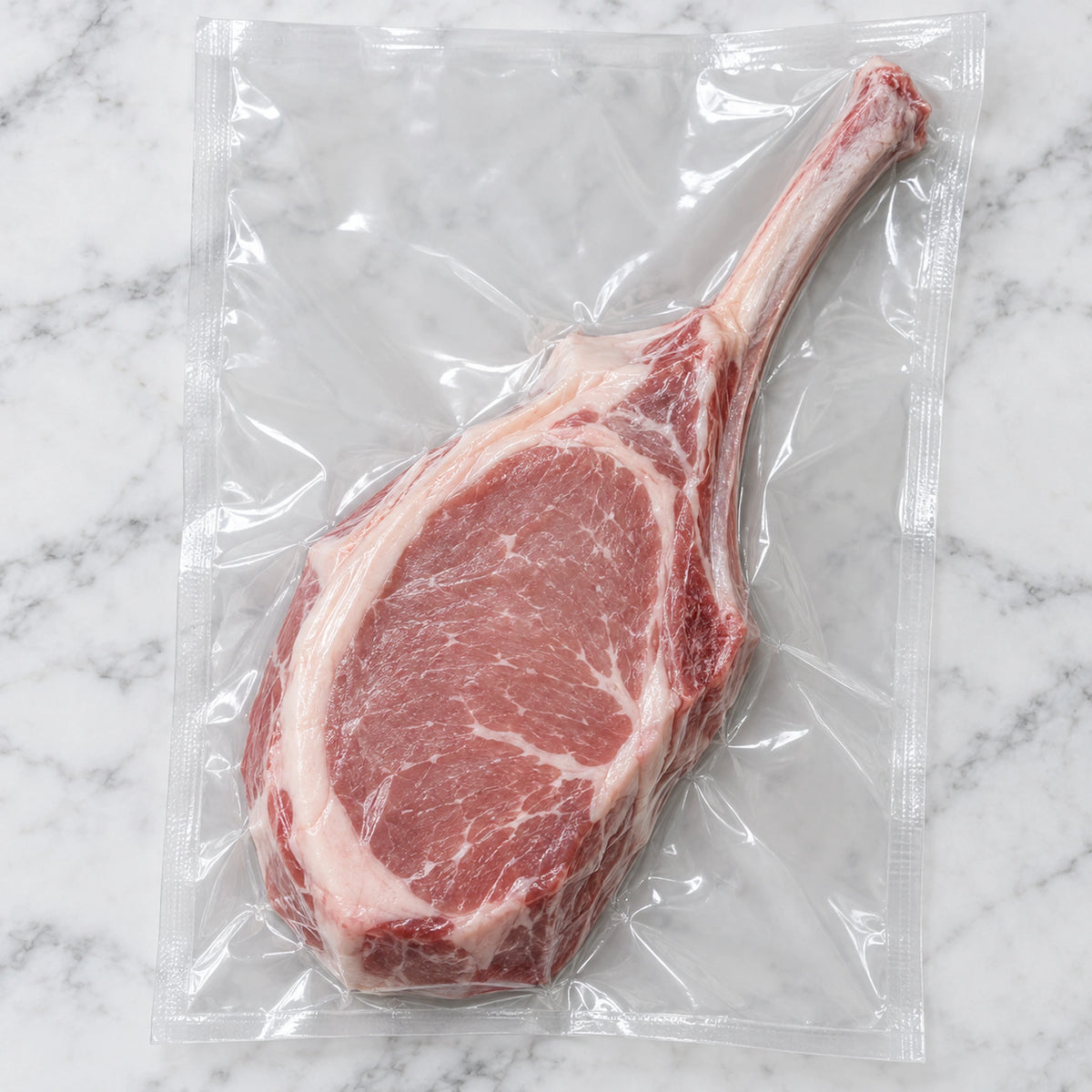 Mangalitsa Tomahawk Pork Chop, vacuum-sealed as shipped