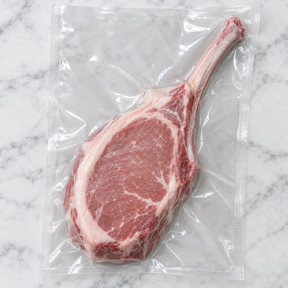 Mangalitsa Tomahawk Pork Chop, vacuum-sealed as shipped
