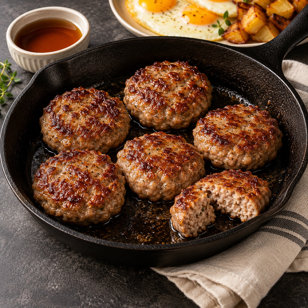 Maple Breakfast Sausage Links, cooked serving idea