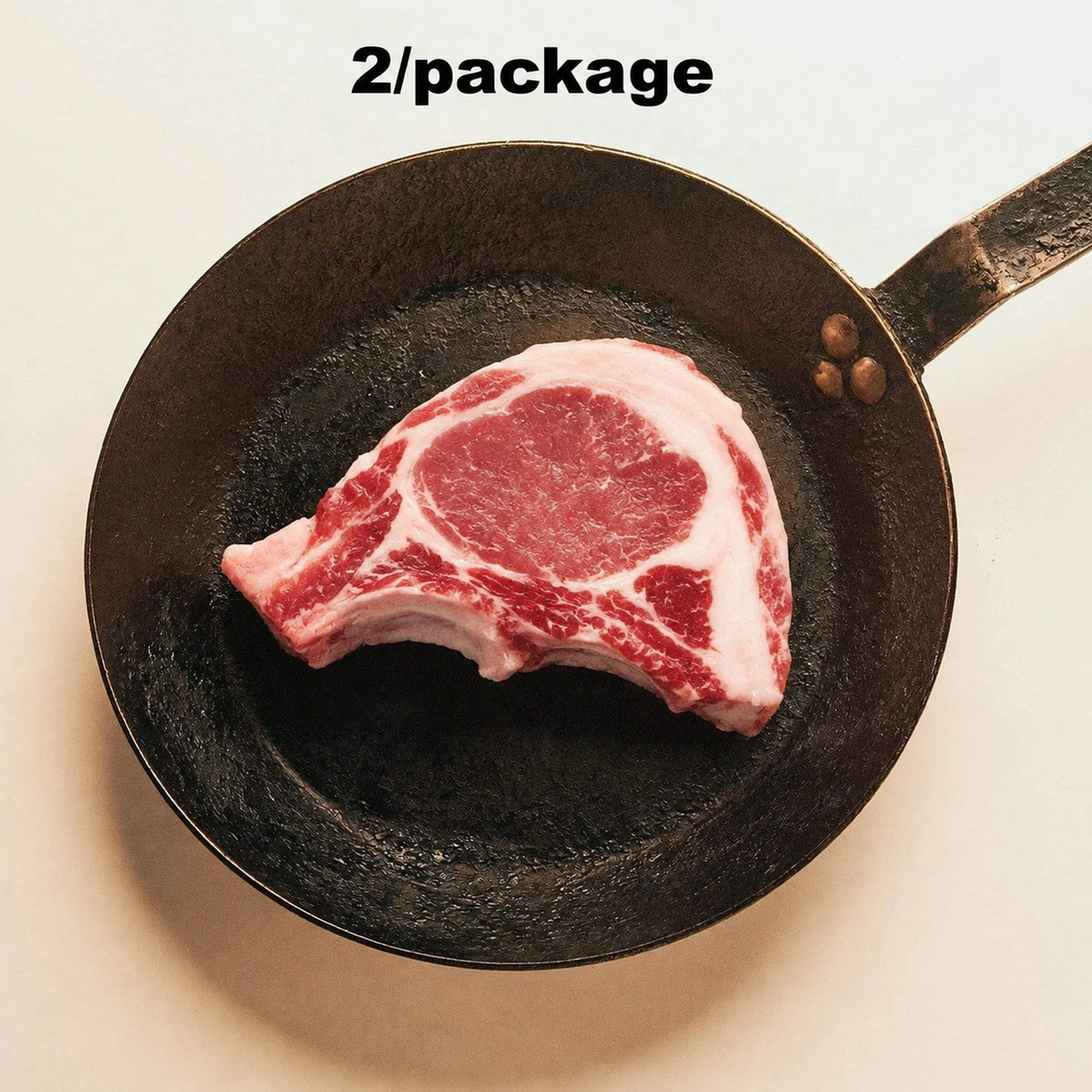 Mangalitsa Bone In Pork Chops  (Rib Chops), raw