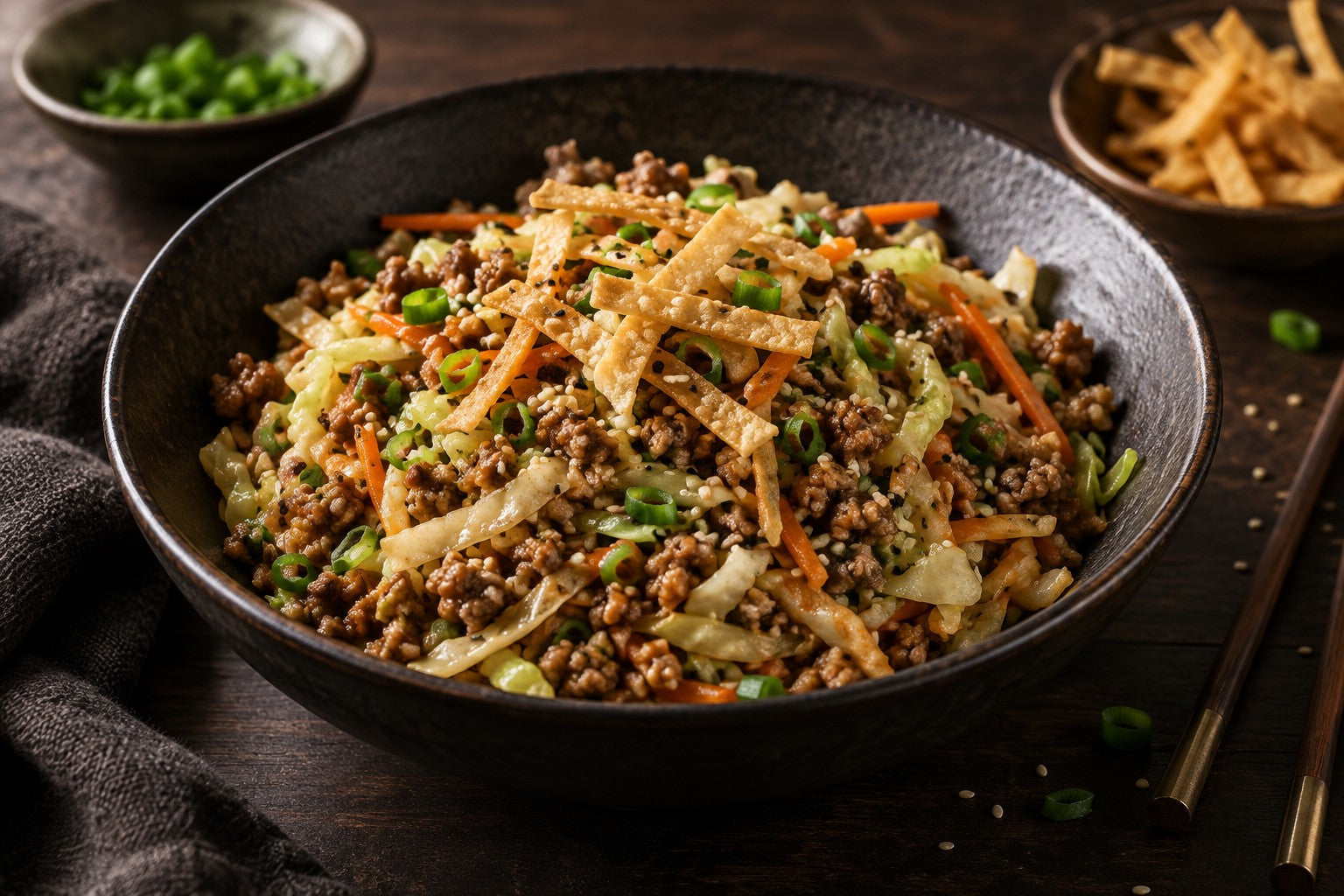 Finished Egg Roll in a Bowl