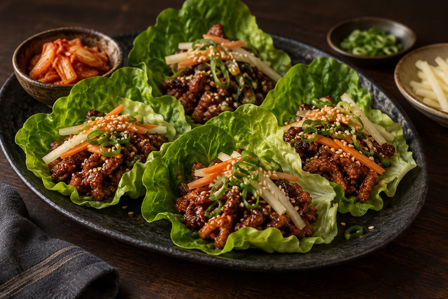 Finished Korean Pork Lettuce Wraps