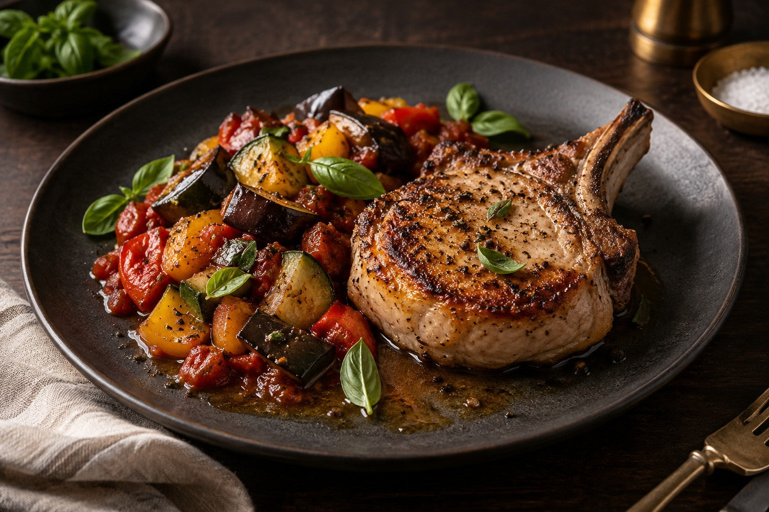 Finished Pork Chop Ratatouille