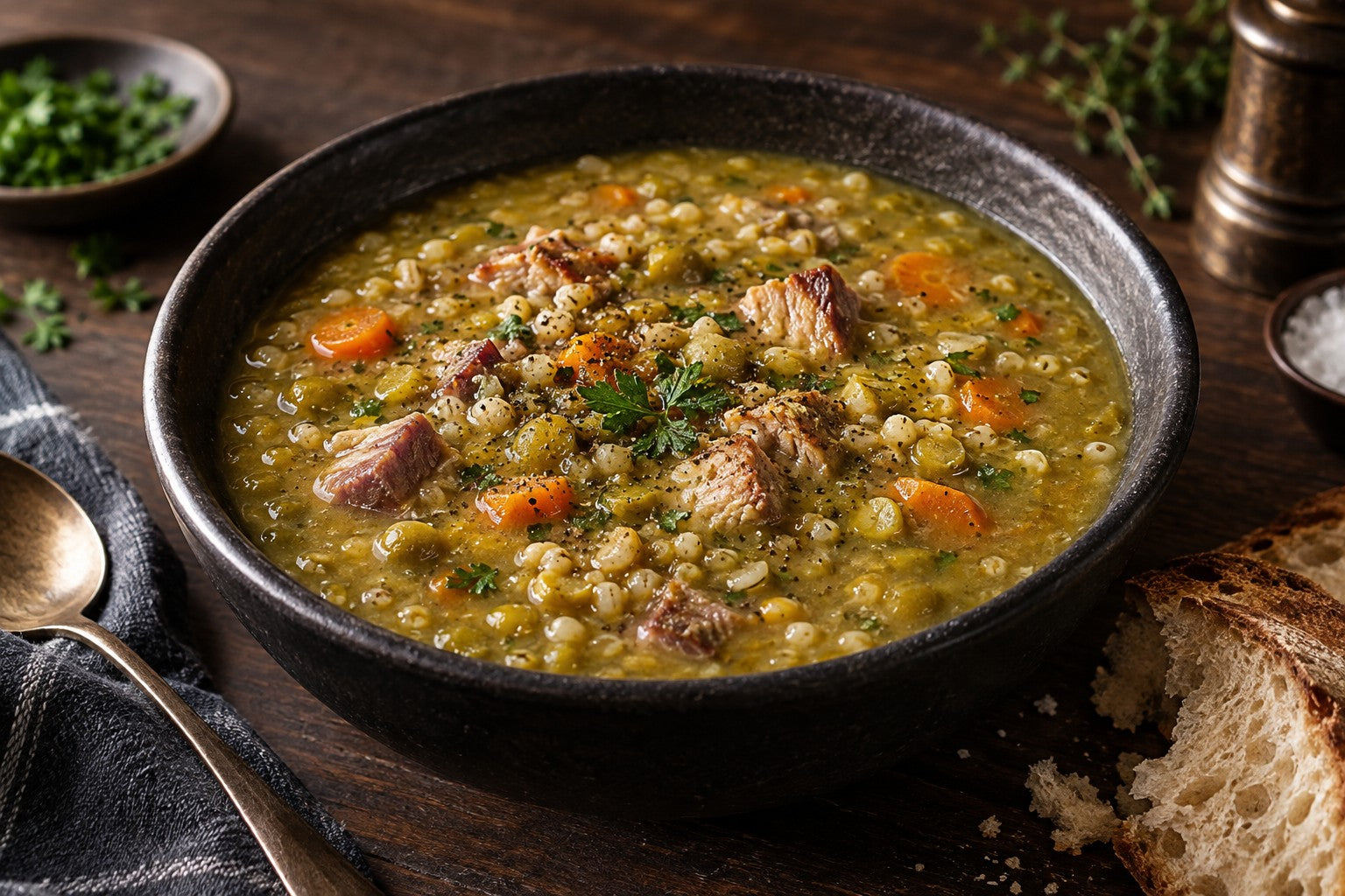 Finished Sorghum Split Pea Soup