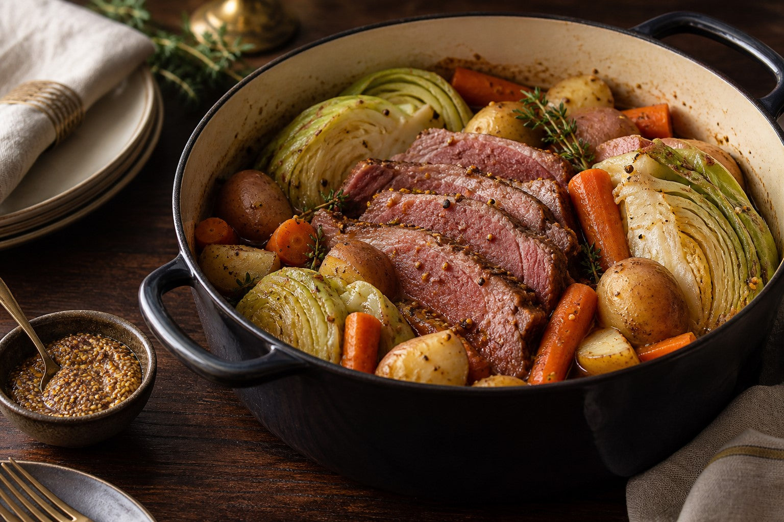 Finished Corned Pork and Cabbage