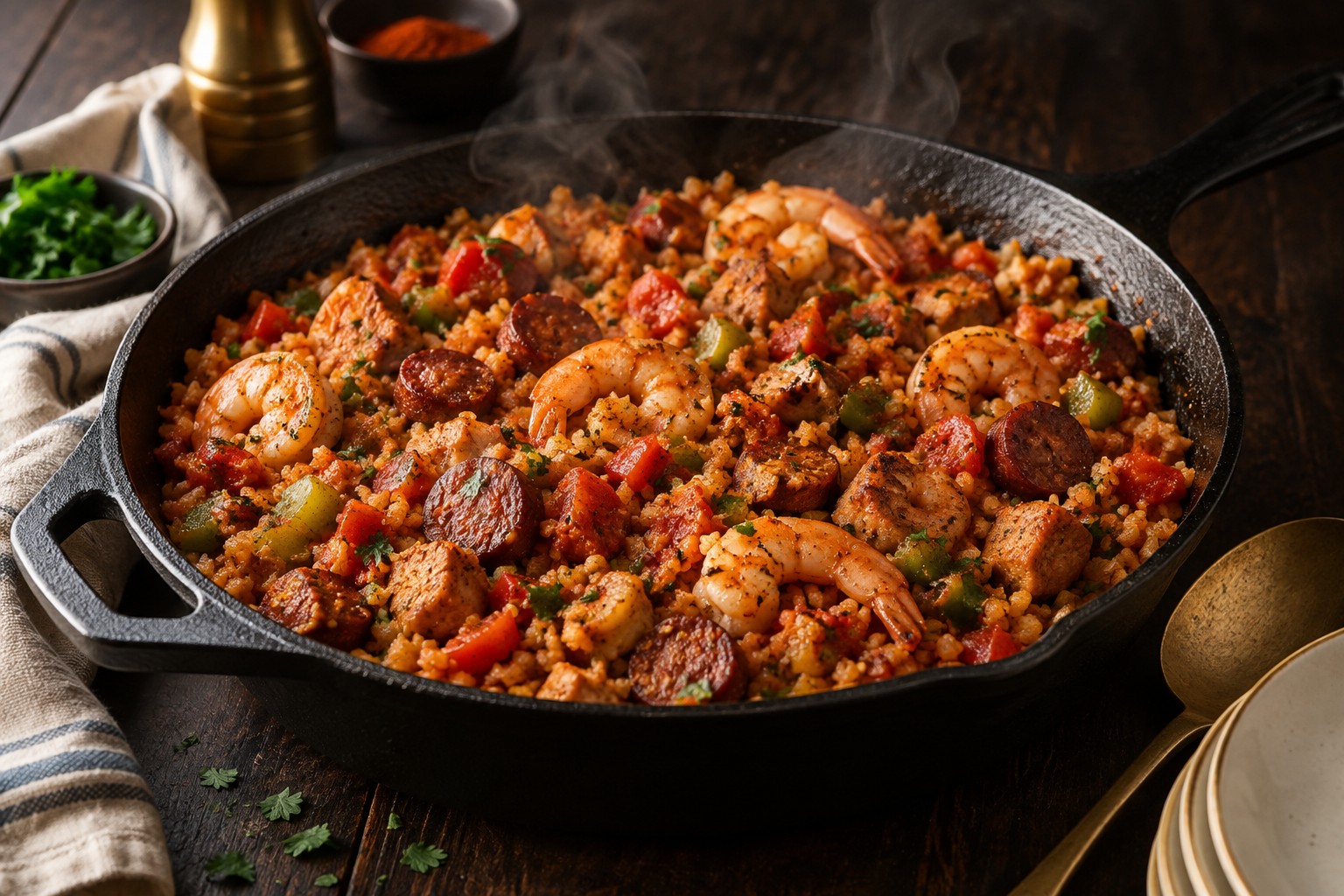 Finished Cauliflower Rice Jambalaya