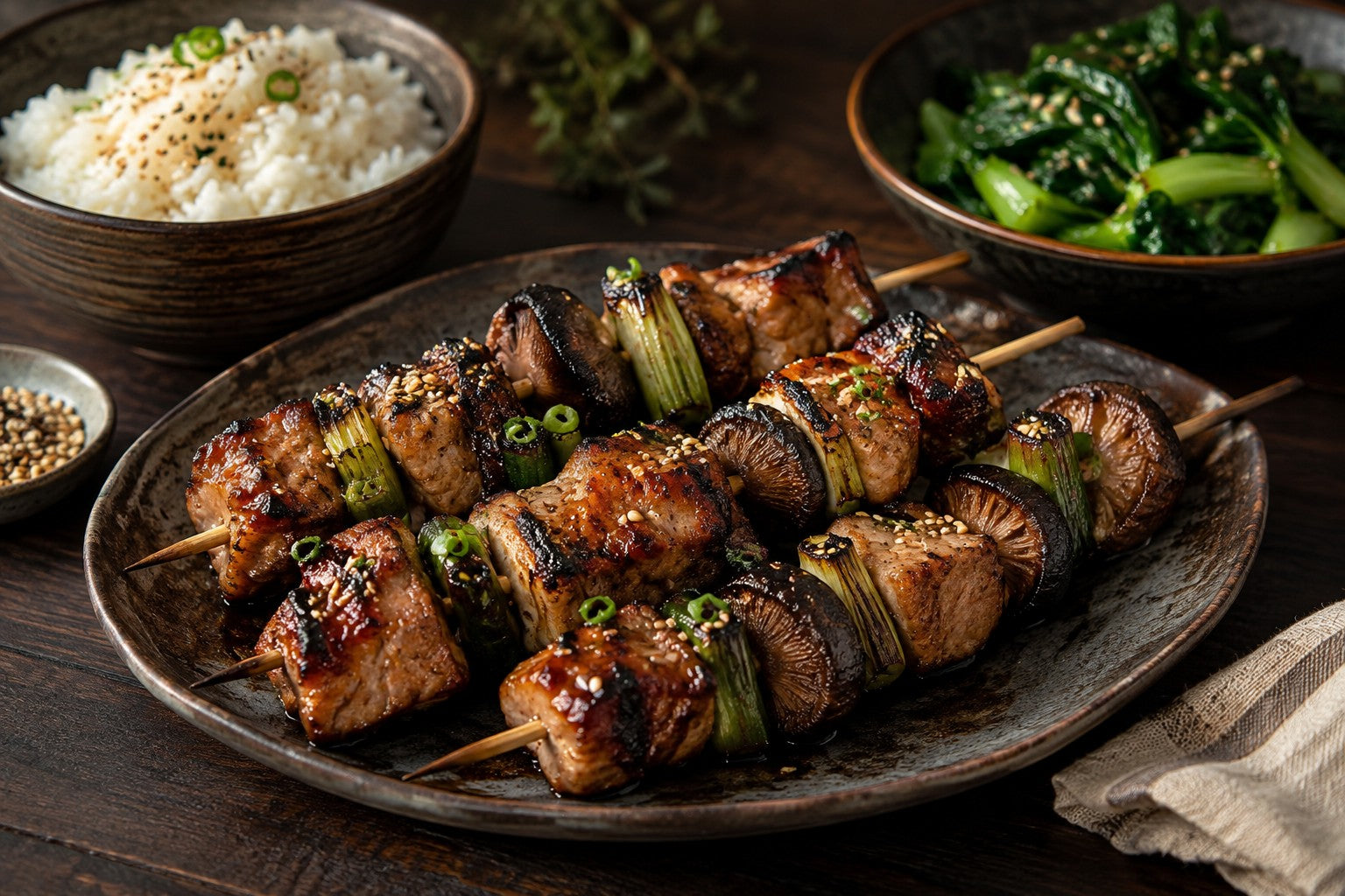 Finished Miso Ginger Pork Kabobs
