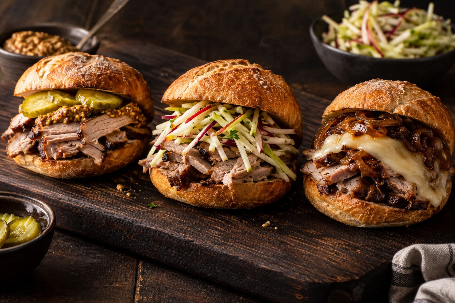 Finished Pork Roast Sandwiches 3 Ways